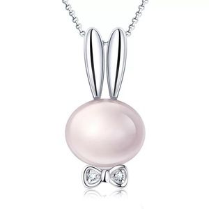 Pink Frosted Bunny Bow-tie Pendant Necklace
